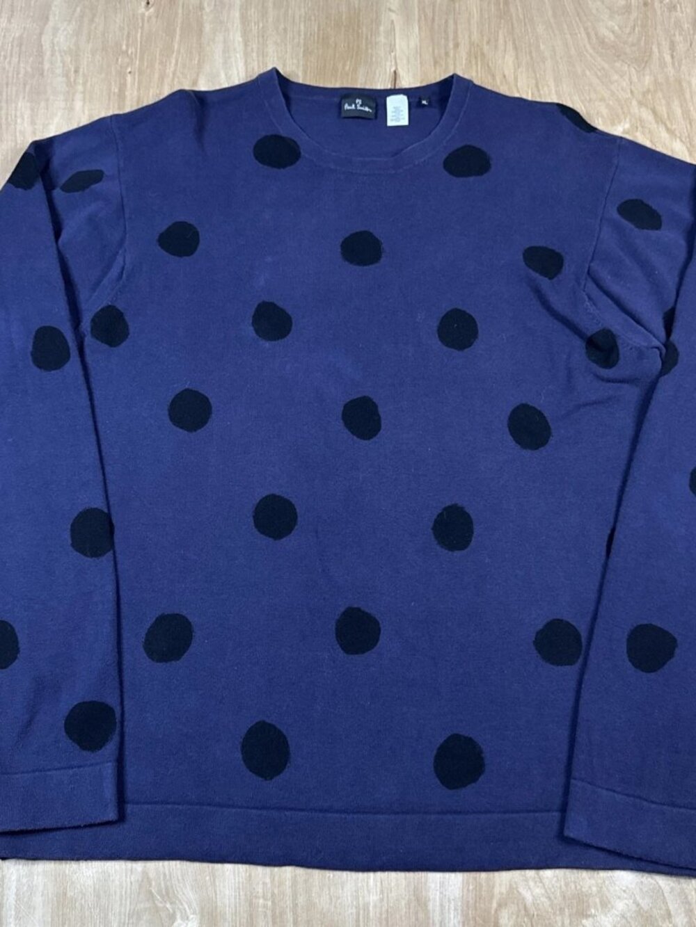 Paul Smith Mens Black Polka Dot Long Sleeve Pullover Sweater Size XL